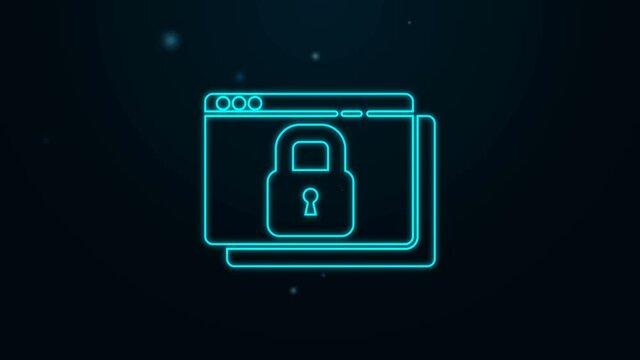 Glowing neon line Secure your site with HTTPS, SSL icon isolated on black background. Internet communication protocol. 4K Video motion graphic animation