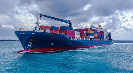 Container ship in the port