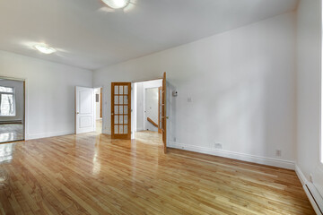 Real estate photography - Empty renovated apartment in Montreal. Old French style 6x plex in old part of Montreal 