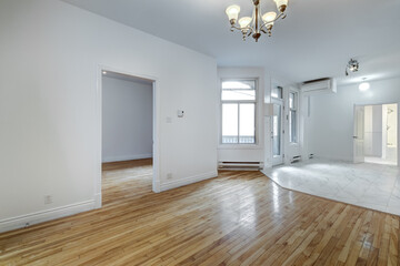 Real estate photography - Empty renovated apartment in Montreal. Old French style 6x plex in old part of Montreal 