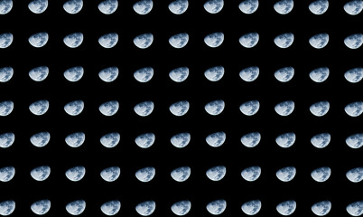 pattern of silver moon on black background