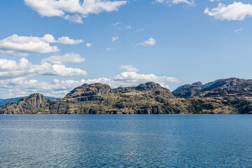 Okanagan lake view at summer time with blue sky british columbia canada