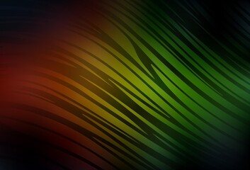 Dark Green, Red vector background with curved lines.