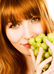 woman with bunch of grape