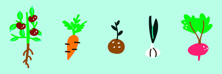 set of fresh vegetable cartoon icon design template with carrot. vector illustration isolated on blue background
