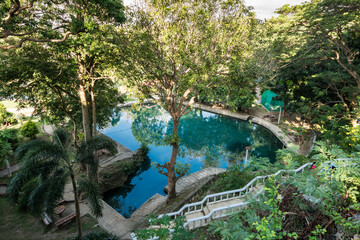 Capilay Spring Water Park in San Juan, Siquijor. Morning wide angle shot.