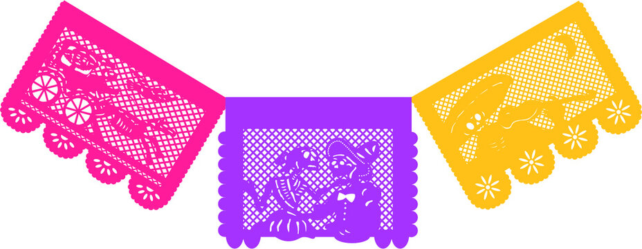 Dia de los muertos, Vector de Papel picado para dia de muertos / Papel picado vector para dia de muertos