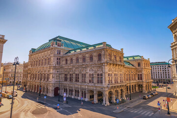 Vienna Austria city skyline at Vienna State Opera