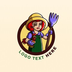 caracter farmer logo vector