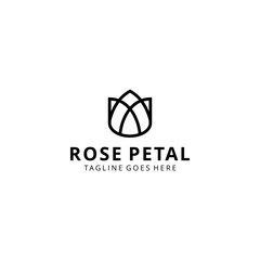 Beauty Rose logo vector design template, minimal line petal beauty salon sign.