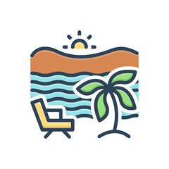 Color illustration icon for beach
