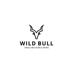 Creative illustration wild bull or buffalo with sharp horns logo icon design vector