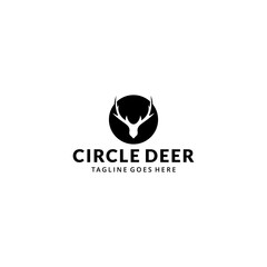 Illustration Creative modern deer on circle logo template silhouette Vector 