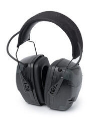 Protective earphones for shooting isolated on white