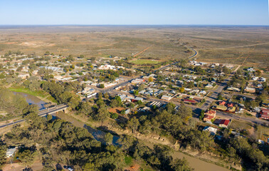 The town of Wilcannia in the far outback of New South Wales on the banks of the Darling river.