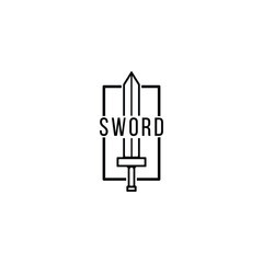 Obraz premium Monoline sword logo icon vector