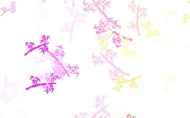 Light Pink, Yellow vector abstract background with branches.