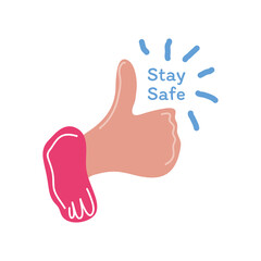 stay safe with ok hand detailed style icon vector design