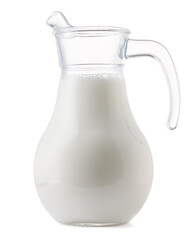 Glass milk jar isolated on white background