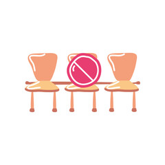 safe distance between airport chairs detailed style icon vector design