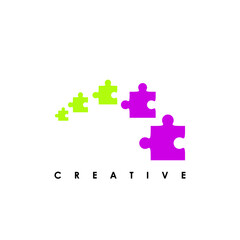 puzzle design logo template vector