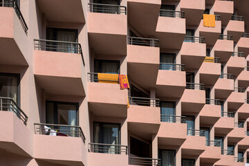 Fragment of the facade of a multi-storey residential building