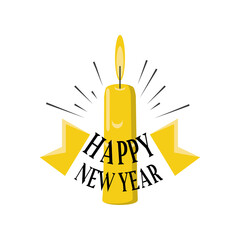 Fototapeta na wymiar Happy new year with candle detailed style icon vector design