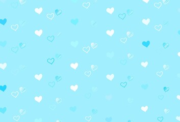 Light Pink, Blue vector texture with lovely hearts.