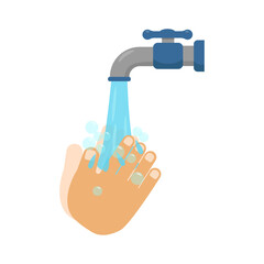 Fototapeta premium Washing hand vector illustration with flat design isolated on white background 