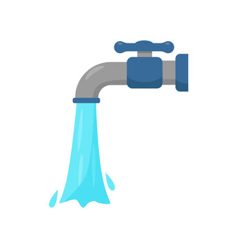 recommend clip art: Faucet with water vector illustration in flat style isolated on white background 