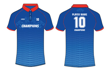 Sports Cricket t-shirt jersey design template, mock up uniform kit with front and back view