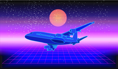 The concept of a futuristic passenger aircraft flying in the stratosphere, vector illustration