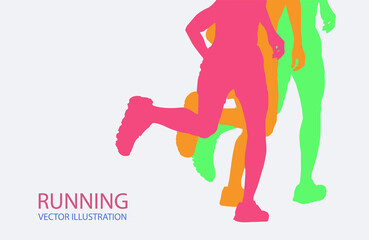 Fototapeta na wymiar Runner man silhouette with marathon running