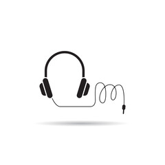 headphone and cable vector on white background