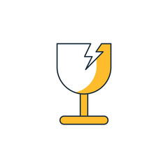 fragile yellow theme icon vector illustration