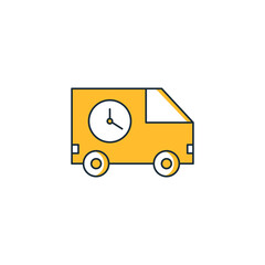 delivery van yellow theme icon vector illustration