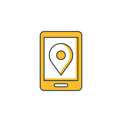 mobile GPS icon yellow theme design