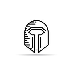 Knight helmet icon vector line 