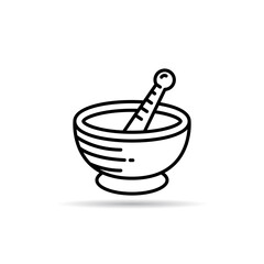 mortar and pestle line icon vector illustration