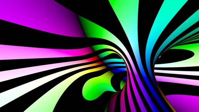 Warped Stretch Interior Donut With Stripes Rainbow Walls