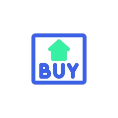 Buy home icon vector, filled flat sign, house buy bicolor pictogram, green and blue colors. Symbol, logo illustration