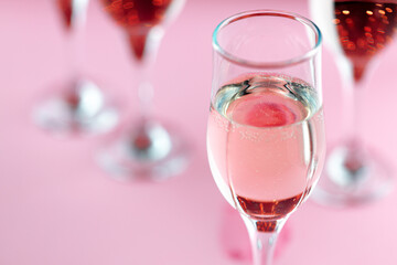 Glass goblet of Champagne wine close up