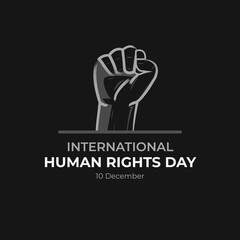 Vector illustration of Human Rights Day With Black and Grey Background. Poster Human Rights International Day