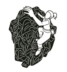 Hiker climbing mountain hiking cartoon graphic vector