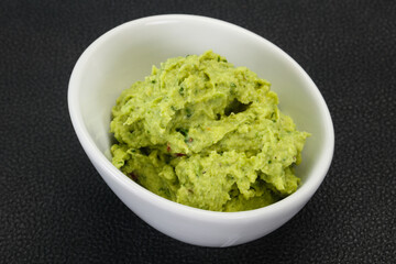 Avocado guacamole sauce with chili pepper
