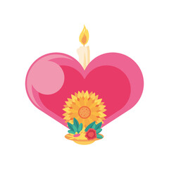 mexican heart with candle detailed style icon vector design