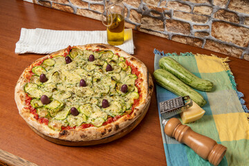 vegetarian pizza of zucchini