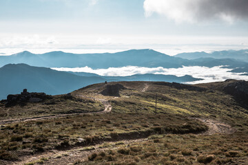 landscape view of mountains with clouds