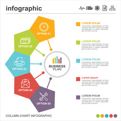 Business infographic design with 5 options