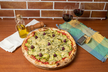 vegetarian pizza of zucchini
